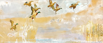 Naci Kalmukoğlu imzalı tablo — Sulu Boya, 27×64 cm, 20.000 TL müzayede satışı