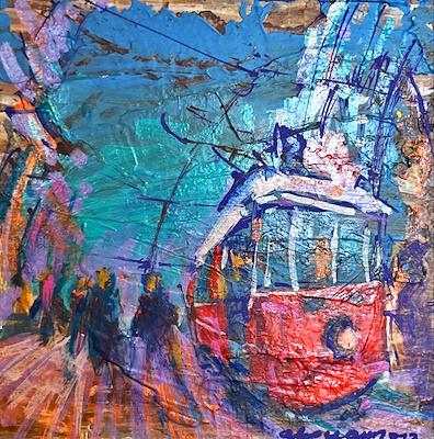Alp Yavuz imzalı tablo — Yağlı Boya, 12×12 cm, 1.000 TL müzayede satışı
