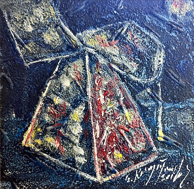 Bedri Karayağmurlar imzalı tablo — Karışık Teknik, 12×12 cm, 1.000 TL müzayede satışı