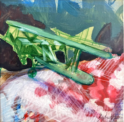 Sevinç Çifçi imzalı tablo — Guaj, 12×12 cm, 1.000 TL müzayede satışı
