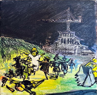 Merih Yıldız imzalı tablo — Karışık Teknik, 12×12 cm, 1.000 TL müzayede satışı