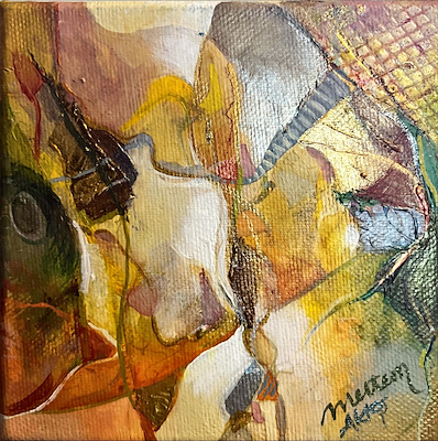 Meltem Aktaş imzalı tablo — Karışık Teknik, 12×12 cm, 1.000 TL müzayede satışı