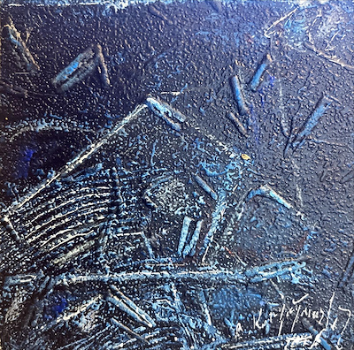Bedri Karayağmurlar imzalı tablo — Karışık Teknik, 12×12 cm, 1.000 TL müzayede satışı