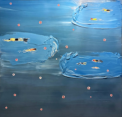 Duygu Gençer imzalı tablo — Karışık Teknik, 100×100 cm, 17.000 TL müzayede satışı