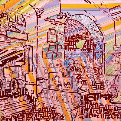Yiğit Yazıcı imzalı tablo — Yağlı Boya, 150×150 cm, 9.300 TL müzayede satışı