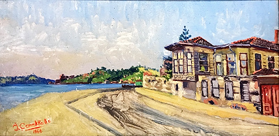 İhsan Çanakkaleli imzalı tablo — Guaj, 30×60 cm, 5.500 TL müzayede satışı