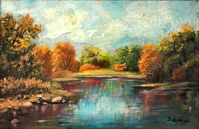 Saim Kanra imzalı tablo — Yağlı Boya, 32×24 cm, 3.000 TL müzayede satışı