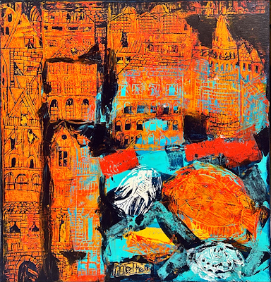 Meltem Akkaya imzalı tablo — Karışık Teknik, 70×70 cm, 12.000 TL müzayede satışı