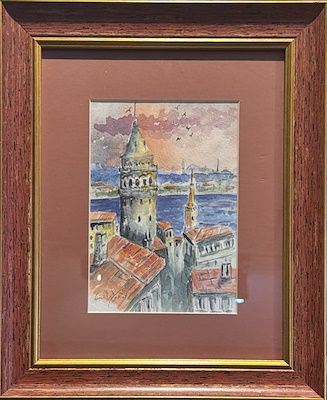 Gönül Yakut imzalı tablo — Sulu Boya, 14×20 cm, 2.000 TL müzayede satışı