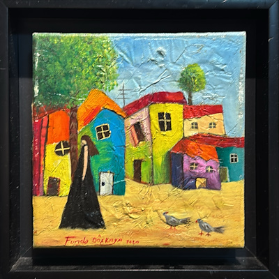 Funda Döşkaya imzalı tablo — Yağlı Boya, 20×20 cm, 5.000 TL müzayede satışı