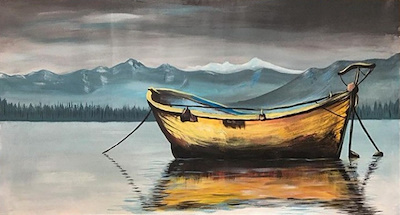 Halil Akkuş imzalı tablo — Yağlı Boya, 100×50 cm, 500 TL müzayede satışı