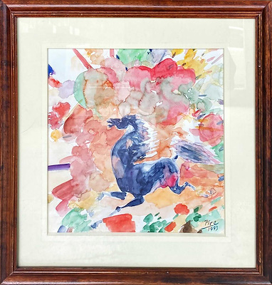 Muharrem Pire imzalı tablo — Sulu Boya, 33×33 cm, 1.700 TL müzayede satışı