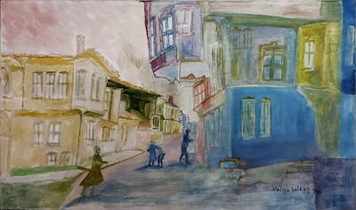 Naime Saltan imzalı tablo — Yağlı Boya, 109×65 cm, 500 TL müzayede satışı
