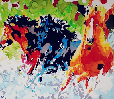 Funda Şeker imzalı tablo — Akrilik Boya, 100×120 cm, 1.500 TL müzayede satışı