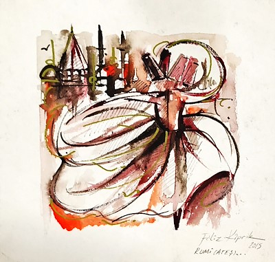 Filiz Kiprik imzalı tablo — Sulu Boya, 17×16 cm, 60 TL müzayede satışı