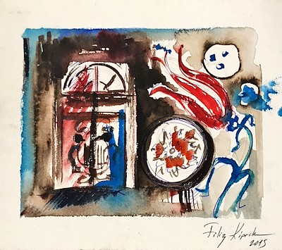 Filiz Kiprik imzalı tablo — Sulu Boya, 16×15 cm, 60 TL müzayede satışı