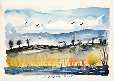 Filiz Kiprik imzalı tablo — Sulu Boya, 17×12 cm, 60 TL müzayede satışı