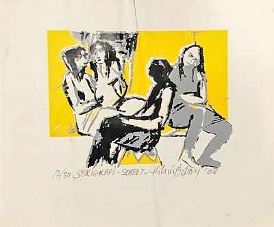 Hilmi Özbay imzalı tablo — Serigrafi, 30×25 cm, 55 TL müzayede satışı