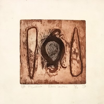 Ebru Sönmez imzalı tablo — 14×15 cm, 50 TL müzayede satışı