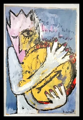 Barış Kara imzalı tablo — Karışık Teknik, 28×40 cm, 500 TL müzayede satışı
