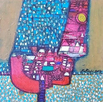 Efe Kasaplar imzalı tablo — Karışık Teknik, 25×25 cm, 250 TL müzayede satışı