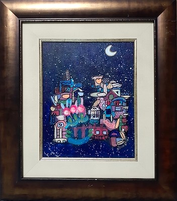 Reva Kabael imzalı tablo — Akrilik Boya, 25×20 cm, 400 TL müzayede satışı
