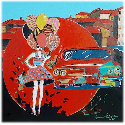 Gonca Akbulut imzalı tablo — Akrilik Boya, 30×30 cm, 350 TL müzayede satışı