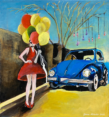 Gonca Akbulut imzalı tablo — Akrilik Boya, 40×40 cm, 450 TL müzayede satışı