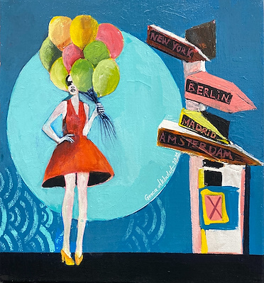 Gonca Akbulut imzalı tablo — Akrilik Boya, 30×30 cm, 300 TL müzayede satışı