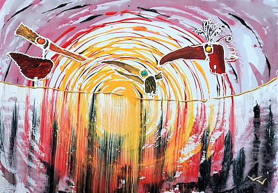 Erman Çobanoğlu imzalı tablo — Akrilik Boya, 100×70 cm, 1.500 TL müzayede satışı