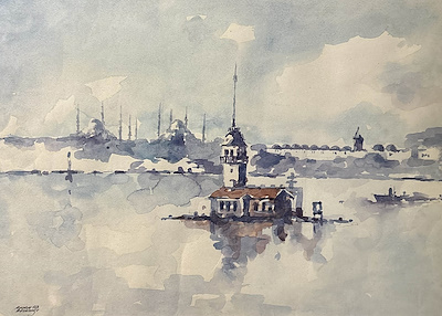 Oktay Bozkurt imzalı tablo — Sulu Boya, 30×40 cm, 3.000 TL müzayede satışı