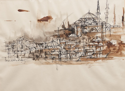 Ömer Atilla Atalay imzalı tablo — Karışık Teknik, 36×47 cm, 2.000 TL müzayede satışı