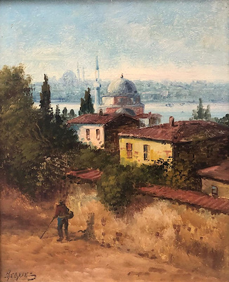 Agop Egoyan imzalı tablo — Yağlı Boya, 35×25 cm, 17.000 TL müzayede satışı