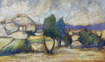 Nafız Çamlıbel imzalı tablo — Karışık Teknik, 28×45 cm, 7.000 TL müzayede satışı