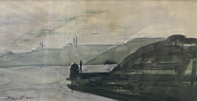 Kainat Barkan Pajonk imzalı tablo — Karışık Teknik, 12×22 cm, 6.000 TL müzayede satışı