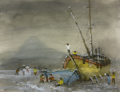 Vahap Demirbaş imzalı tablo — Sulu Boya, 45×60 cm, 57.500 TL müzayede satışı