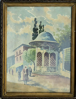 Kadri Aytolon imzalı tablo — Sulu Boya, 32×25 cm, 40.000 TL müzayede satışı