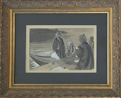 Ercüment Kalmık imzalı tablo — Sulu Boya, 24×32 cm, 17.000 TL müzayede satışı