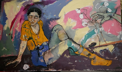 Joel Menemşe imzalı tablo — Yağlı Boya, 90×145 cm, 55.000 TL müzayede satışı