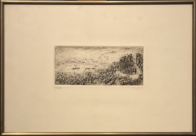 Aliye Berger imzalı tablo — Gravür, 15×7 cm, 5.000 TL müzayede satışı