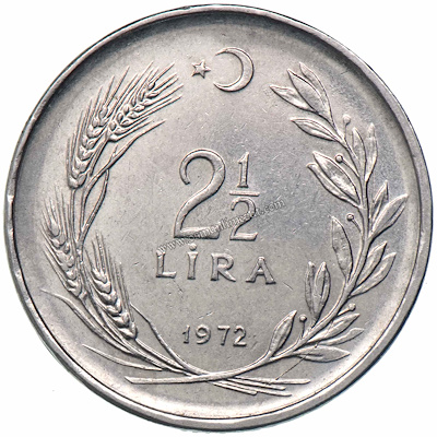2,5 lira 1972 (kenar yazısı DÜZ) - ÇİL | Osmanlı Mezat