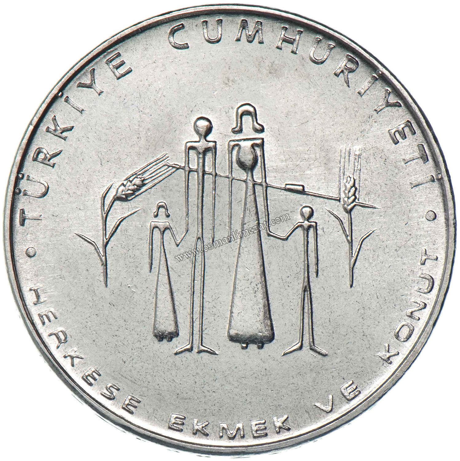 1977 FAO 2,5 lira Herkese Ekmek ve Konut (Kenar Yazısı Turaya Göre
