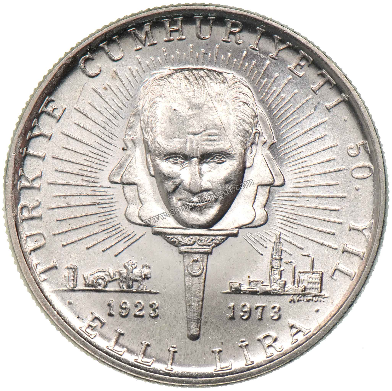BASKI ADEDİ 68730-1973 Türkiye Cumhuriyeti'nin 50.Yılı 50 lira