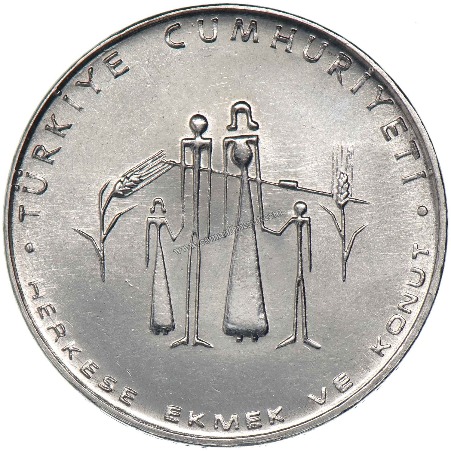 1977 FAO 2,5 lira Herkese Ekmek ve Konut (Kenar Yazısı Turaya Göre