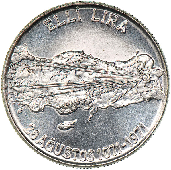 BASKI ADEDİ 30827-1971 Malazgirt Zaferinin 900. Yılı 50 Lira (19gr