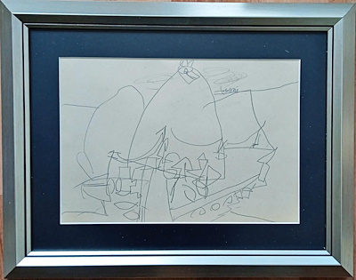 ADNAN TURANİ-Kağıt üzeri kara kalem, 20x30 cm, Çerçeveli | Sessiz