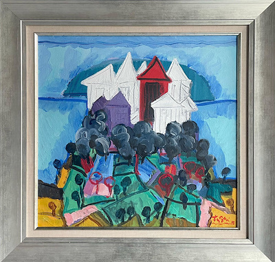 ADNAN TURANİ-Marmaris Evleri, Tuval üzeri yağlı boya, 50x50 cm