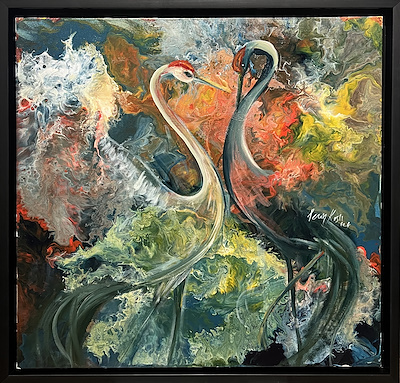Pervin Karslı imzalı tablo — Akrilik Boya, 60×60 cm, 20.000 TL müzayede satışı