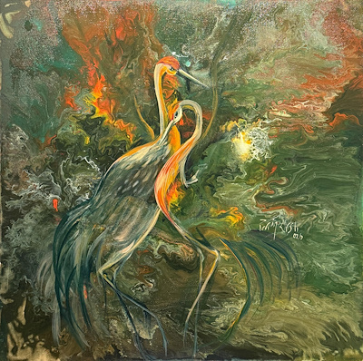 Pervin Karslı imzalı tablo — Akrilik Boya, 70×70 cm, 18.000 TL müzayede satışı