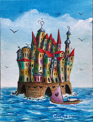Cüneyt Süer imzalı tablo — Akrilik Boya, 20×15 cm, 9.000 TL müzayede satışı